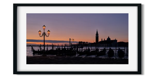 Venice in the morning at Grand canal with gondola and lights