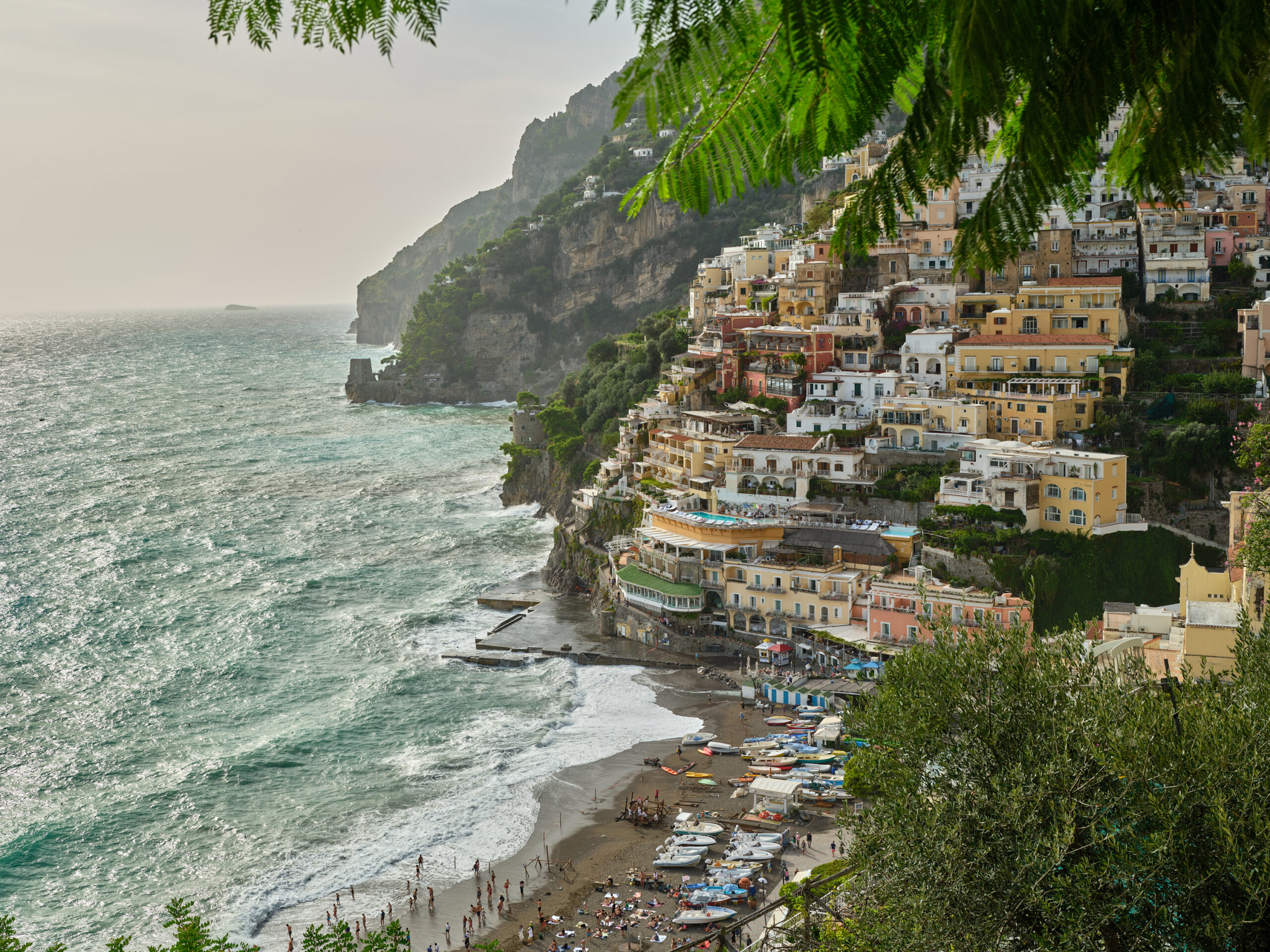Beach and City of Amalfi Coast, Italy