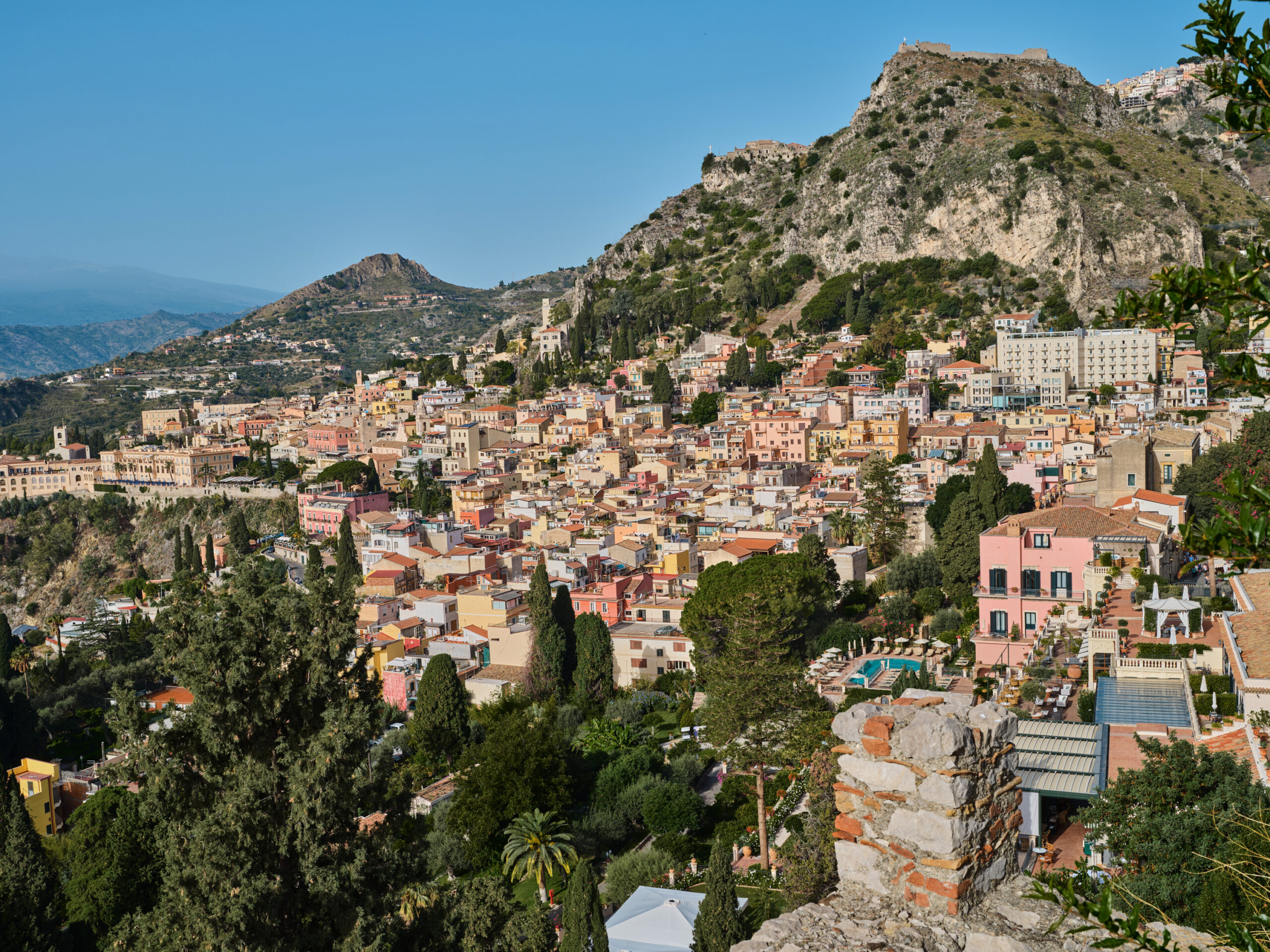 City and Mountain of Taomina, Sicily, Italy